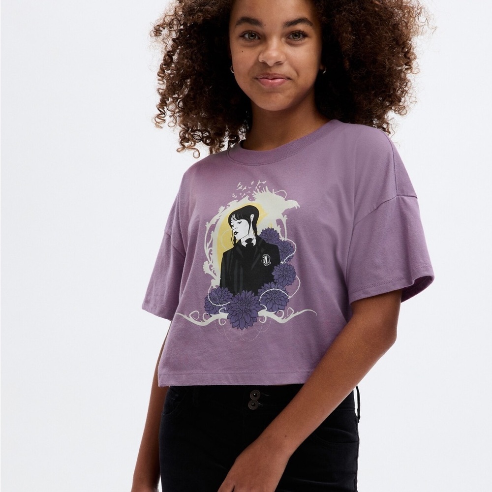 Wednesday Purple Graphic Crop Top